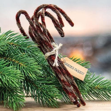 6 Set Antique Chenille Candy Canes - The Fox Decor